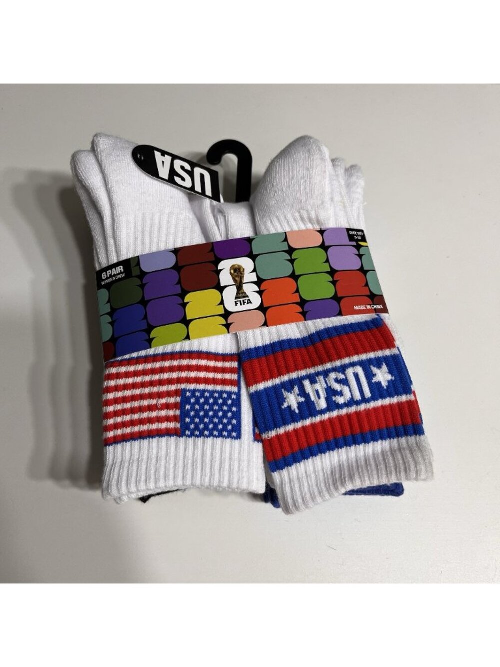 FIFA World Cup 26 Crew Socks Women’s 5-10 Multicolor USA 6-Pack